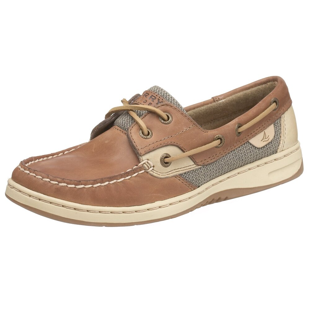 SPERRY WOMENS BLUEFISH BOAT SHOE, LINEN/OAT, 8